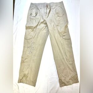 Women’s‎ Light Khaki Embroidered Pants. Size 12